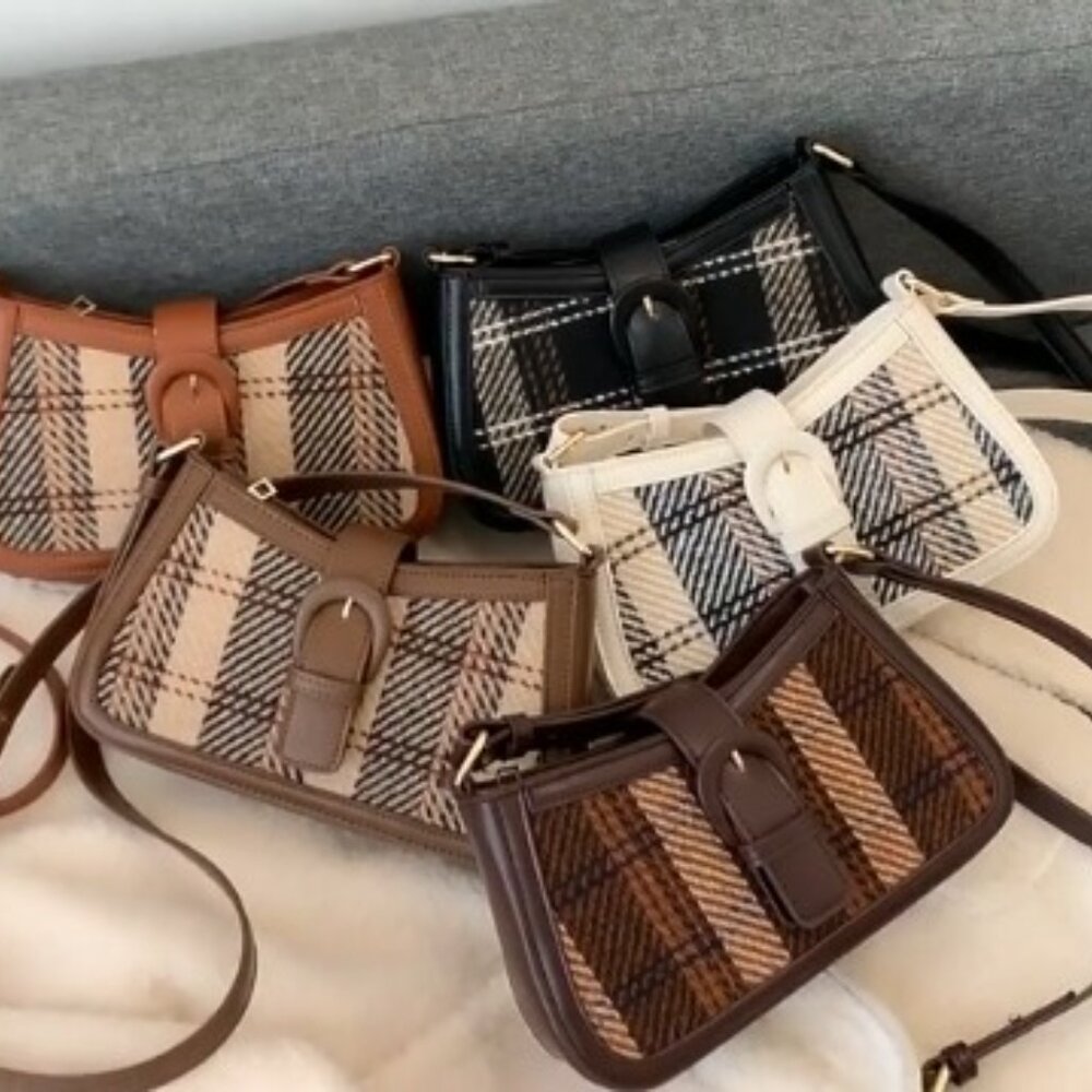 Houndstooth Checkered Pattern Shoulder Bag Cresce… - image 8